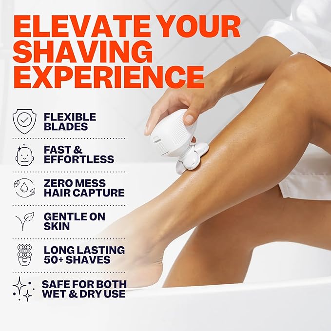 Freebird FlexSeries BodySmooth Rotary Blade Refill for Women - Gentle Shave for Sensitive Skin, 5 Contouring Heads, 50+ Shaves, Mess-Free Cleanup