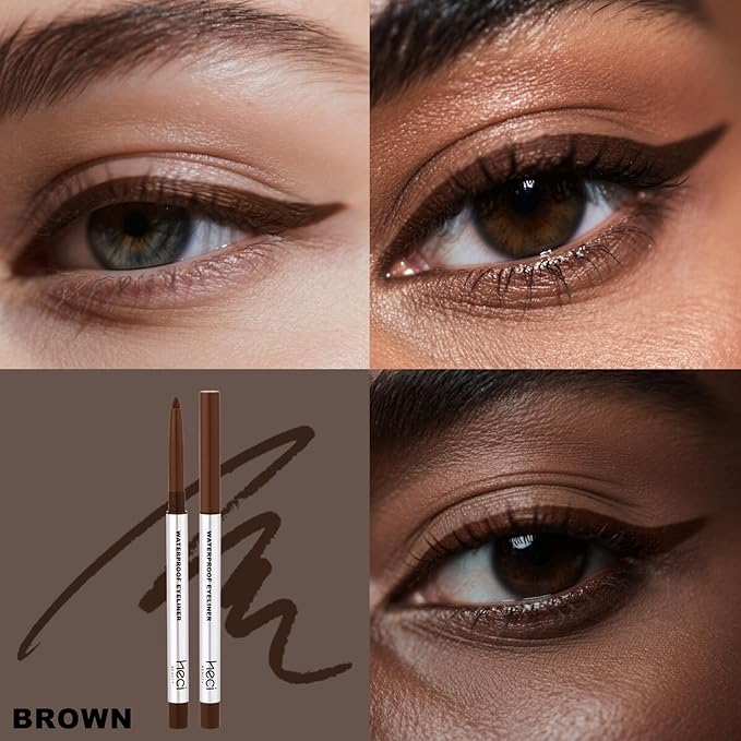 Sharpenable Gel Eyeliner Pencil, Multi-Use Longwear Eyeliner Pencil, Ultra-Smooth Tip Eye Makeup with Up to 24HR Wear, Waterproof & Smudge-Proof - Brown