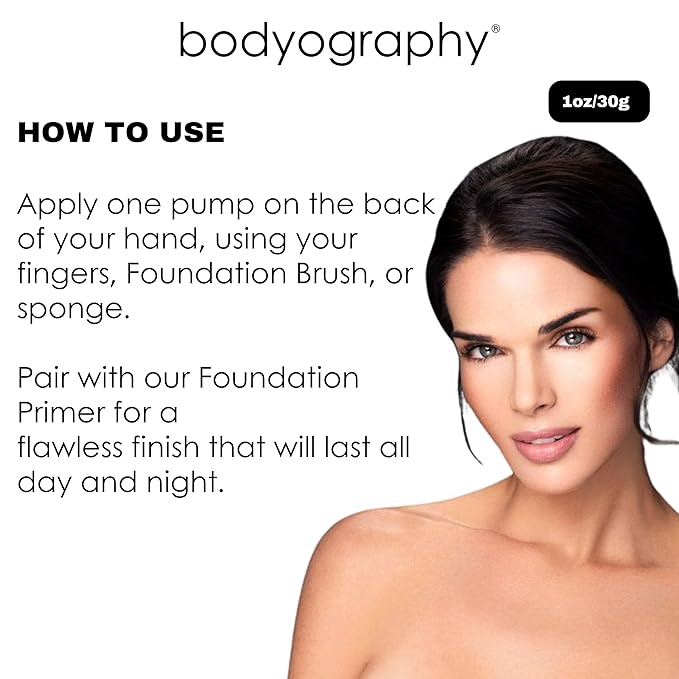 BODYOGRAPHY Natural Finish Foundation (Medium/Dark/Cool #220) | Oil-Free, Anti-Aging Salon Foundation with Vitamin E & C | Photo-Ready, Skin-Perfecting Coverage | Vegan, Gluten-Free, Paraben-Free