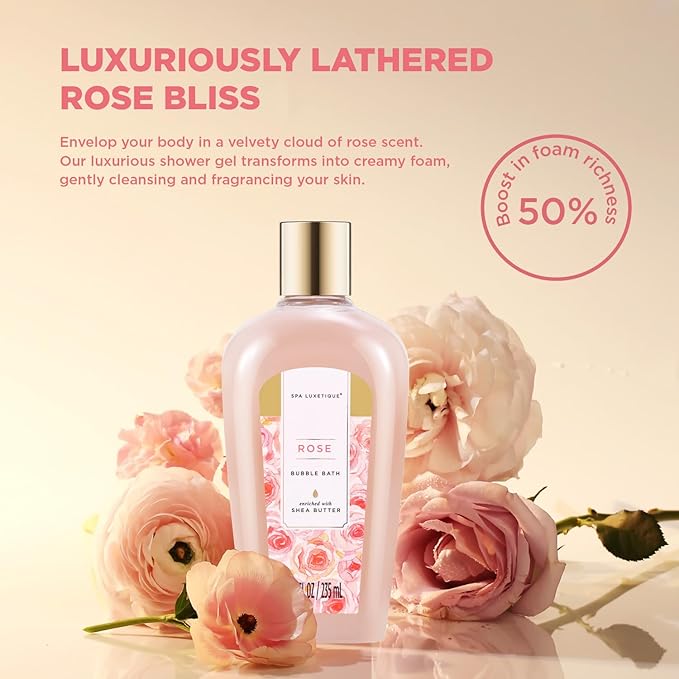 Spa Luxetique Spa Baskets for Women Gift, Womens Spa Gift Baskets, 15pcs Rose Spa Sets, Spa Kit Includes Body Oil, Bubble Bath, Bath Sets for Women, Christmas Gifts