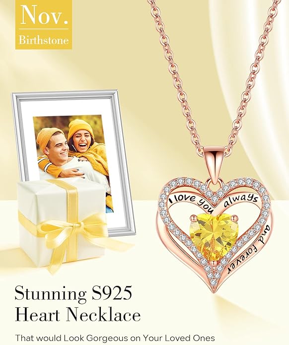 S925 Sterling Silver Necklace for Women, Wife Jewelry Rose Gold, Mom Birthday Valentines Mothers Day Gifts, Girlfriend Necklaces, Daughter Heart Jewel, Anniversary for Her