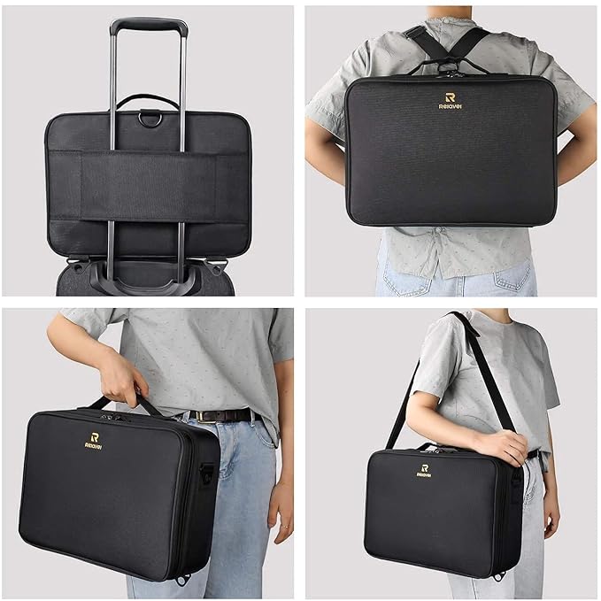 Large Capacity Makeup Case 3 Layers Cosmetic Organizer Brush Bag with Four Small Bag,Barber Hairdresser Train Case Makeup Artist Box Nail Polish Organizer