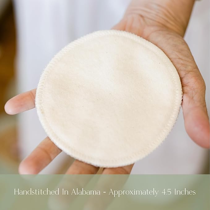 Day & Night Reusable Nursing Pads for Breastfeeding, 100% Cotton—Day 4‑Layer, Night 8‑Layer Overnight Protection – 4 Pack (Natural/Sage)