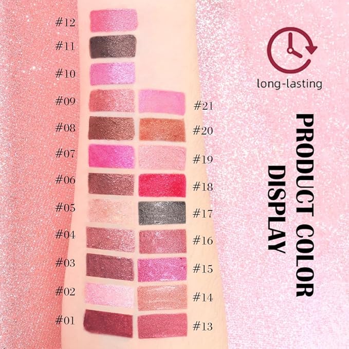 Kaely 2-in-1 Hot Pink Metallic Lipstick and Lip Liner, Shimmer Liquid Metallic Lipsticks for Women, Glitter Lip Gloss Stain Long Lasting Waterproof Smudge Proof 24 Hour, Vegan Makeup, 07
