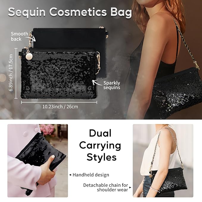 Color Nymph Full Cosmetics Set for Beginner, Makeup Gift Kit for Girls, Women & Teens, Sequin Make up Bag for Starters Includes Lip Gloss, Lipstick, Liquid Blush, Eye shadow Palette, Mascara etc