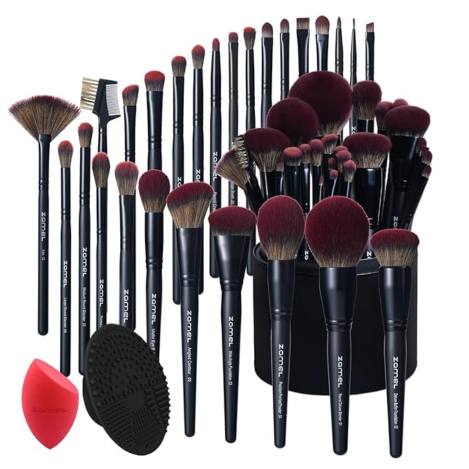 ZAMEL 29pcs Preminum Makeup Brush Set With Holder, Black Soft Bristle Brushes For Foundation,Eyeshadow,Blending,Professional Cosmetic Brush Kit for Women(Gift Idea)