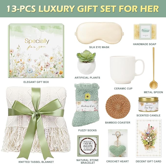 Get Well Gifts for Women Self Care Gifts, Sympathy Gift Baskets Spa Gifts Set, Thinking of You Inspirational Christmas Birthday Gifts for Mom Her Friend Sister Wife Girlfriend