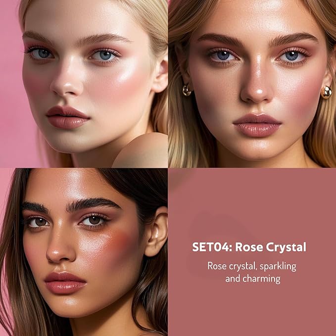 bayfree Multi Cream Blush & Blush Brush Set, Korean Makeup Blush for Cheeks, Multi-Use Face Balm, Lightweight & Hydrating, Blendable Color, Non-Greasy, Soft Bristles for Radiant Finish (Rose Crystal)