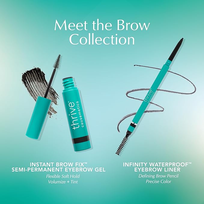 Thrive Causemetics Instant Brow Fix Semi-Permanent Eyebrow Gel, Waterproof Tinted Eye Brow Gel with Vitamin B5, Smudge-Proof, Vegan & Cruelty Free, Nan (Charcoal)