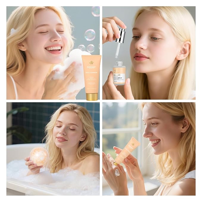 Orange 33 Pcs Facial Kit For Women, Skin Care Gift Set, Self-Care Kit, Spa & Bath & Body Basket Gift, Beauty Care Bag Set, Collagen Gel Mask, Pampering Kit, Birthday Gift, Christmas, Wife, Mother Day