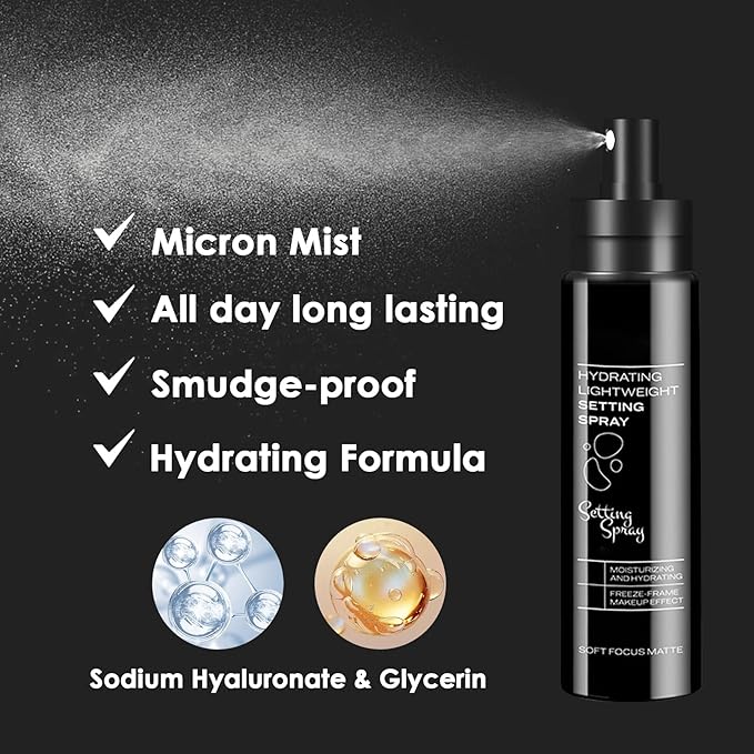 2PCS Makeup Setting Spray Set for Face, Weightless Long Lasting Waterproof Fixing Makeup Setting Face Spray, Smudge-proof, Hydrating & Refreshing Setting Spray Makeup for All Skin Type(C)