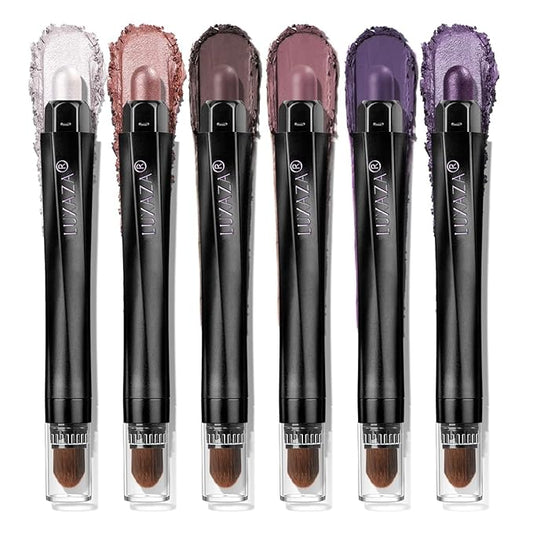 Neutral Eyeshadow Stick 6PCS Set, Pink and Purple Metallic Shimmer Matte Cream Eye Shadow Eyeliner Brightener Pencil Crayon, Halloween Makeup - PURPLE MARTINI