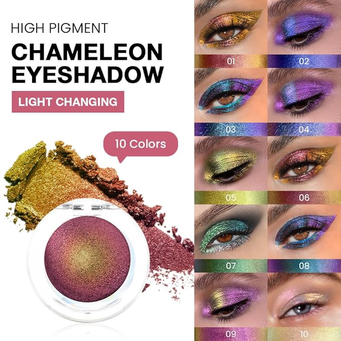 evpct Rose Red Gold Shimmer Sparkle Chameleon Duo Chrome Multichrome Gothic Iridescent festival Eyeshadow Palette, Single Mini Eye Shadow Palette Makeup for Older Women, Glitter Eyeshadow Stick, 01