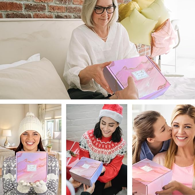 Happy Birthday Gifts for Women, 9pc Get Well Baskets, Pink Self Care Package Relaxing Spa Bath Thinking of You Gift Set for Gf Sister Friend Nurse Daughter Teacher Mother Christmas