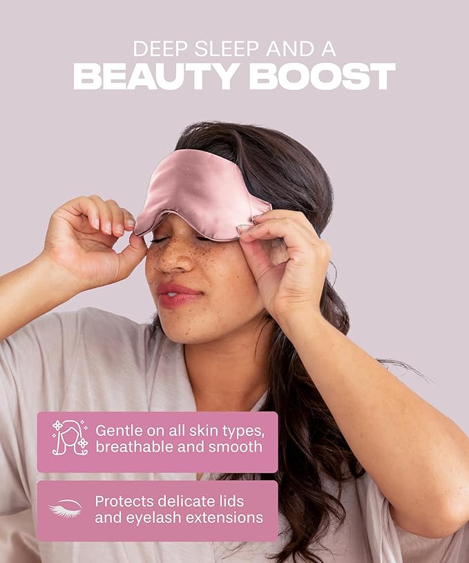 SUNDAYSILKS™ Exclusive Mulberry Silk Sleep Mask | Soft Eye Covers, Blackout Sleeping Mask for Women & Men | Silk Eye Mask for Sleep, Travel, and Relaxation | Antifaz para Dormir [Pink Quartz]