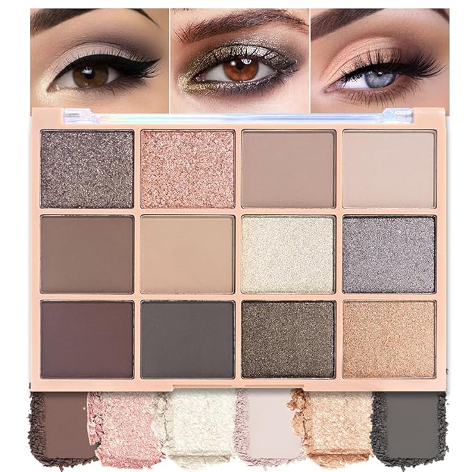 Neutral Smokey Eye Shadow Palette,Nude Silver Gray Black Cream Eyeshadow Palette,Make Up Pallets for Women Natural Eyeshadow for Eyes Long Lasting Naturing-Looking