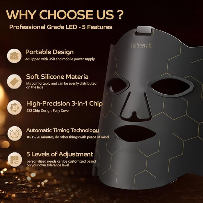 Red Light Therapy for Face, LED Red Light Therapy Mask 660nm & 850nm Wavelength for Home Use
