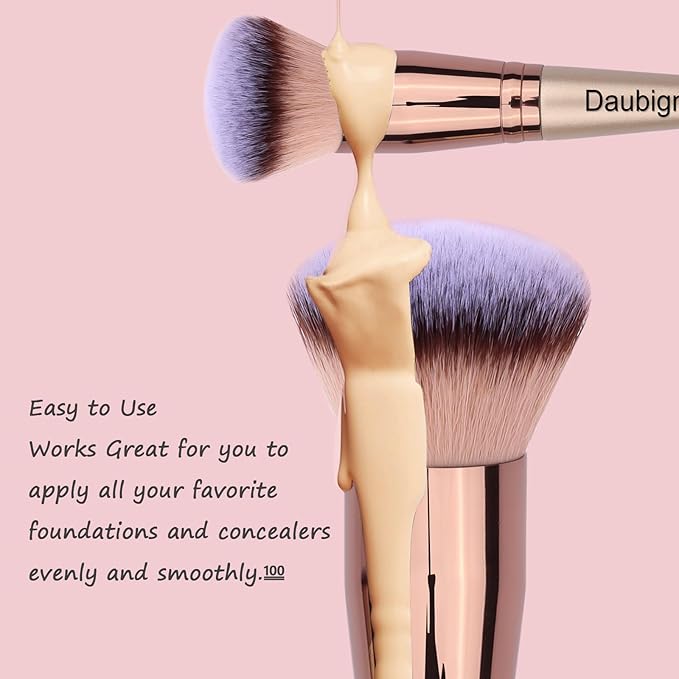 Daubigny Makeup Brushes Dual-ended Foundation Brush Concealer Brush Perfect for Any Look Premium Luxe Hair Rounded Taperd Flawless Brush Ideal for Liquid, Cream, Powder,Blending, Buffing,Concealer