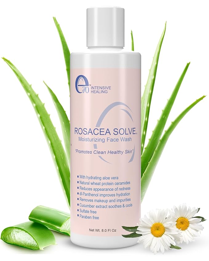 Rosacea Treatment Skincare Face Wash for Women & Men - Gentle Face Cleanser Moisturizer Redness Reducing Skin Care with Aloe Vera, Hyaluronic Acid & Fruit Extracts, Made in USA (8 fl. oz)
