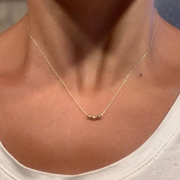 Dainty Gold Heart Necklace for Women - 14K Gold/Silver Plated Cute Heart Handmade Disc Circle Bee Choker Adjustable Necklace for Women Trendy Jewelry