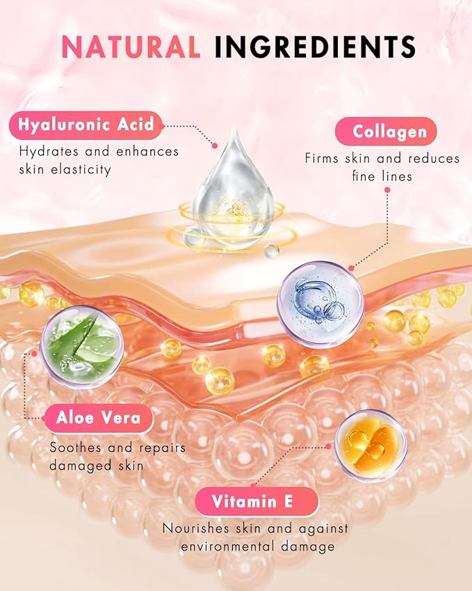 Forehead Wrinkle Patches & Smile Line Patches, Overnight Facial Wrinkle Treatment with Hyaluronic Acid, Aloe, Collagen & Vitamin E to Lift Smile Lines for Women 36pcs with Vitamin C Serum