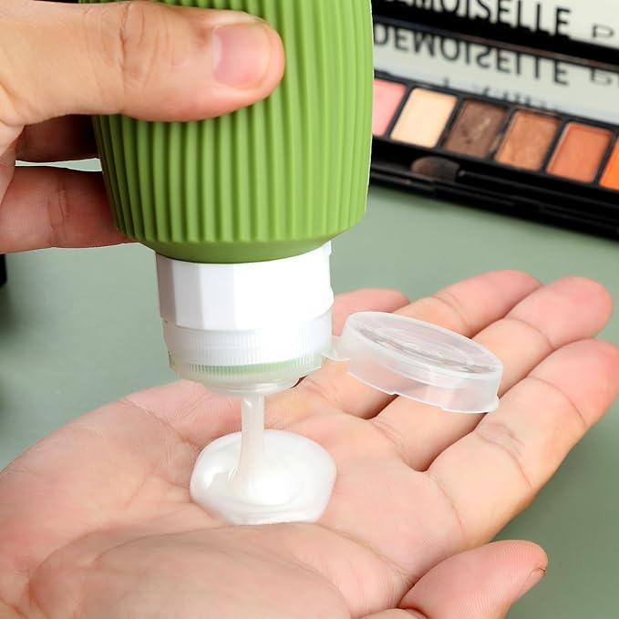 Travel Bottles for Toiletries, Large 6oz Travel Size Containers, BPA Free Leak Proof Tubs Refillable Liquid Accessories with Toiletry Bag for Cometic Shampoo and Lotion Soap (4 Pack)