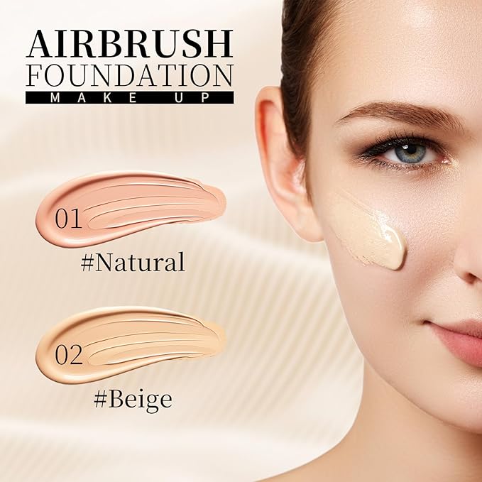Air Brush Makeup Foundation,Magic Minerals Airbrush Foundation Makeup,Silk Flawless,Buildable Coverage,Moisturizing Formula for Smooth Radiant Skin (02 Beige)