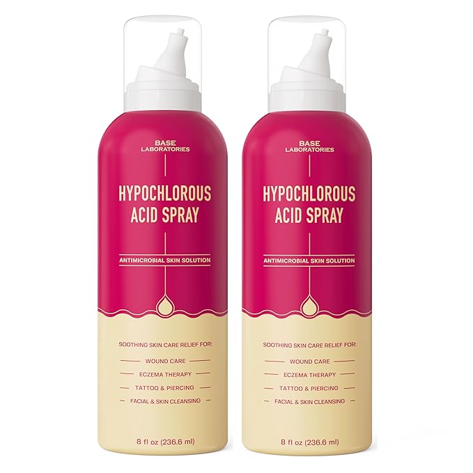 BASE LABORATORIES Hypochlorous Acid Spray for Face & Skin | 8oz | Facial Spray Daily Skin Repair Solution for Sensitive Skin, Redness, Irritations, Eczema | Hypochlrous HOCL Molecule | 2PK