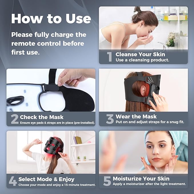 Red Light Therapy for Face – Wireless Red Light Therapy Mask LED Face Mask Light Therapy with 320 LEDs, 4 Modes, Skin Rejuvenation, Ideal Beauty Gift for Women & Men