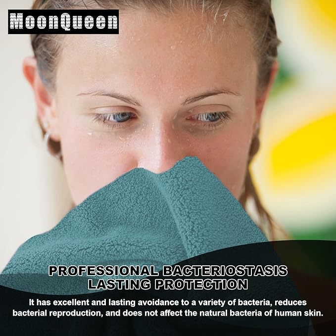 MOONQUEEN Microfiber Facial Cloths Fast Drying Washcloth 12 Pack - Premium Soft Makeup Remover Cloths - Teal