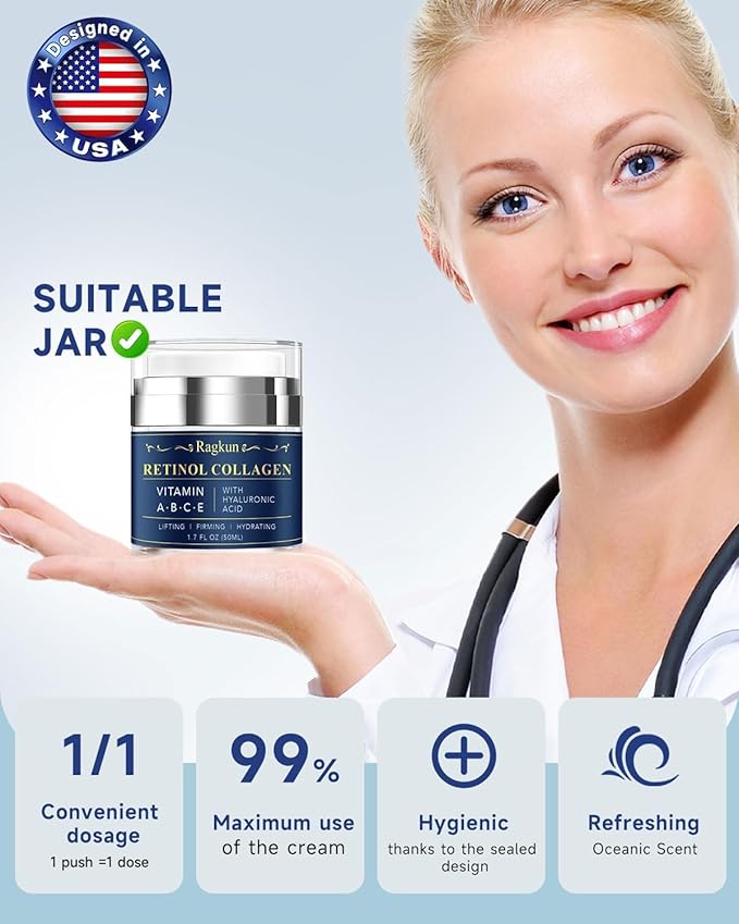 Retinol Cream for Face, Collagen Neck Creams for Tightening and Firming, Anti Aging Facial Moisturizer for Women & Men, Instant Face Lift Wrinkle Cream with vitamin c serum