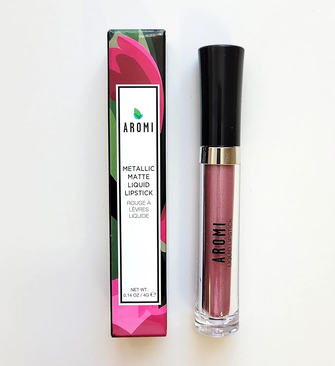 Aromi Metallic Liquid Lipstick | Rose Chestnut Lip Color with Shimmery Finish, Vegan, Cruelty-free, Long-lasting, Waterproof, Gluten Free (Alpine Bloom)