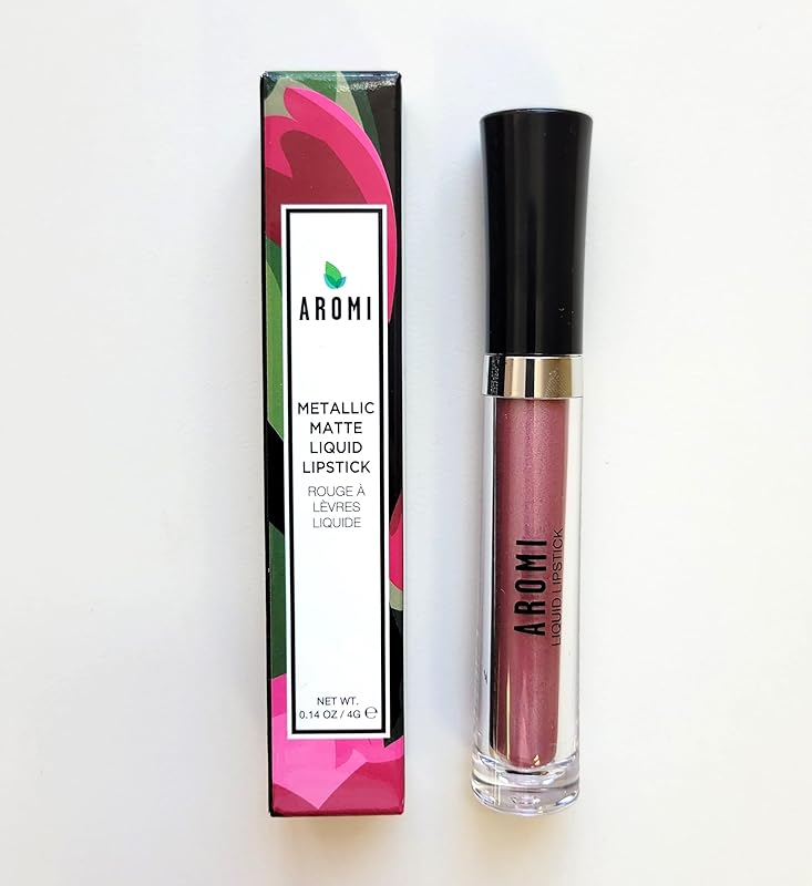 Aromi Dusty Rose Metallic Liquid Lipstick | Pink Chestnut Lip Color with Shimmery Finish, Vegan, Cruelty-free, Long-lasting, Waterproof (Alpine Bloom)