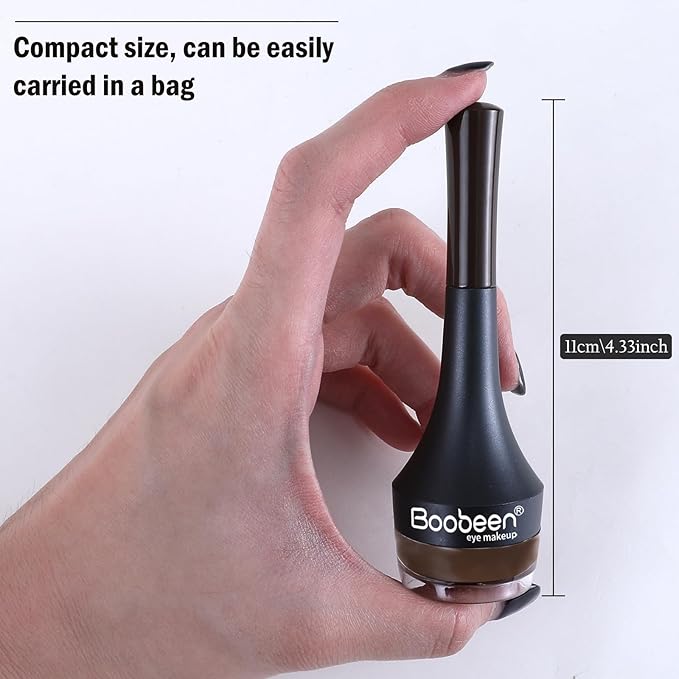 Boobeen Eyeliner Waterproof Gel Eyeliner Smudge-proof Eye Liner Gel Makeup High Pigment Eye Makeup Set Easy to Apply Long-lasting For All Day (Dark Brown)
