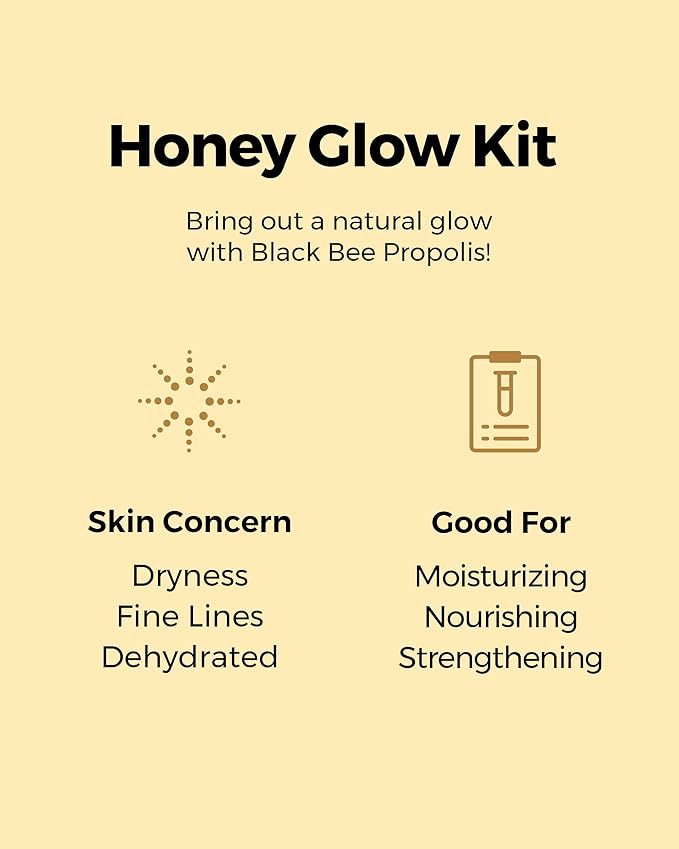 COSRX Honey Glow Kit, Korean Skin Care Set with Propolis Facial Toner, Serum, & Cream, Mini Travel Essentials, Deep Moisture, Hydration, Nourishment, Travel Size Gift Set, Korean Skin Care