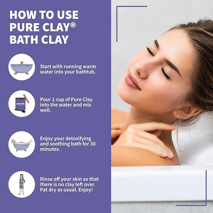 Calcium Bentonite Clay Powder, 100% Natural Food Grade Organic, Bath and Body Mud Detox, Skin Soothing, Deep Pore Cleansing - 32 oz