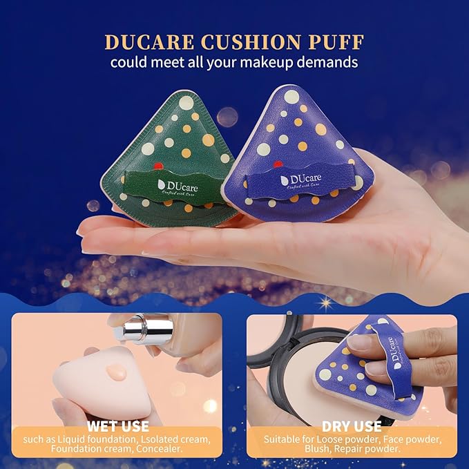 DUcare Christmas Makeup Brushes Set 6Pcs Makeup Brush Set Premium Synthetic Kabuki Foundation Blending Face Powder Blush Concealers Eye Shadows Brushes