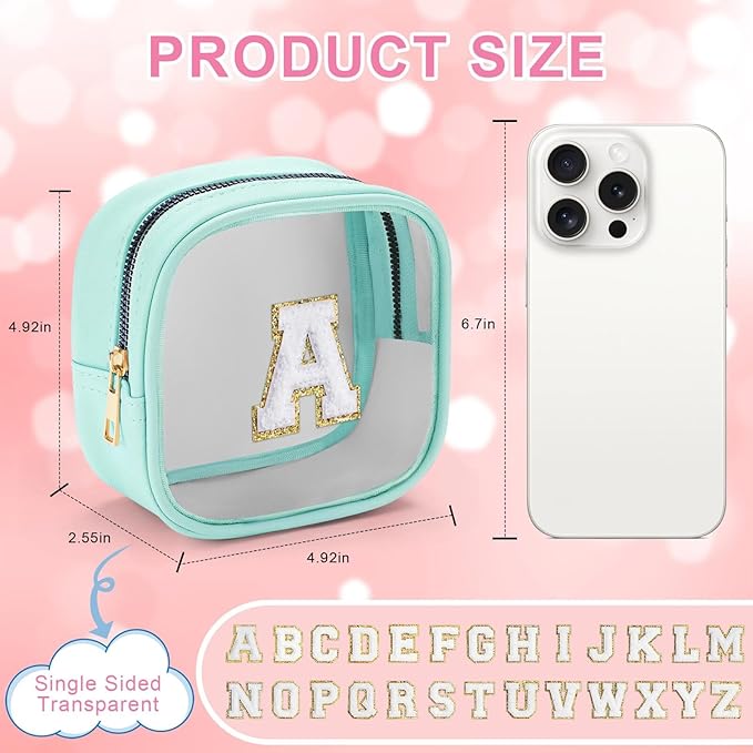YOOLIFE Initial Make Up Bag Travel Toiletry Bag, Clear Makeup Bag Preppy Cosmetic Bags Organizer Travel Essentials Gifts for Women Teen Girlfriend Teacher Mom Birthday Mothers Day Gifts Mini Blue H