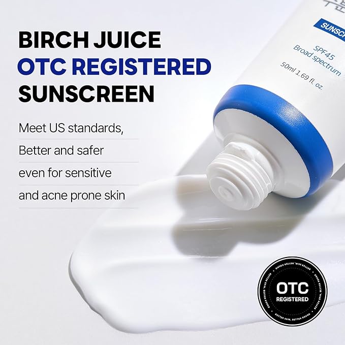 ROUND LAB Birch Juice Moisturizing UV LOCK SPF 45 | NBC No1 SPF, Glow Sunscreen for Daily Skincare, Non-toxic, UV Protection, Lightweight, Oil-Free, Organic, Korean Sunscreen (1.69 Fl Oz)