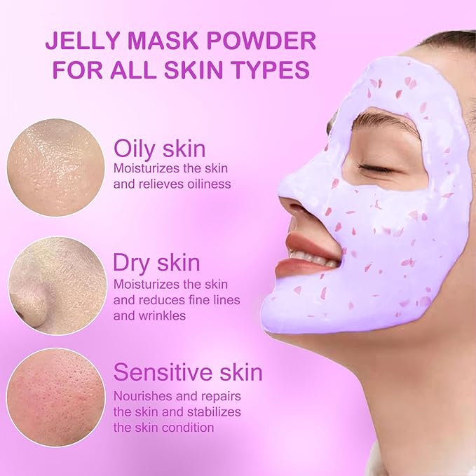 Jelly Mask for Facials Professional Natural Gel Face Masks, Hyaluronic acid Hydrating Rubber Mask Jar Face Mask SkinCare 23 Fl Oz (Lavender)