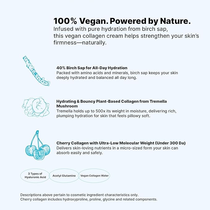 Kintsugi Hydra Collagen Cream – Vegan Face Moisturizer for Pore Care, Hydration & Firming – Clinical Results, 48h Moisture, Hypoallergenic, Korean Skincare