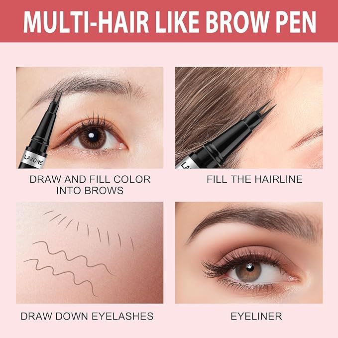 Eyebrow Pencil, 2-in-1 Waterproof Eyebrow Pen, with 2 Tip Microblading Eyebrow Pencil and Ultra-Precise Brow Pencil, with Eyebrow Brush, Eyebrow Pencils for Women, Natural Hair-Like Brows - Soft Brown