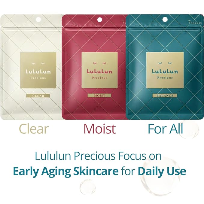 Lululun 14 Sheet Anti Aging Face Mask for Women & Men, Daily Face Masks Skincare & Hydrating Face Mask Sheets with Rice Extract, Ceramides, Collagen& Squalene, Sheet Masks from Japan, Precious DUO
