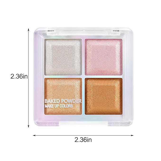 Boobeen Blush and Highlighter Palette- 4-color Metallic Shimmer Shadow Powder, Illuminator Makeup Set for Shading, Highlighting & Defining the Face