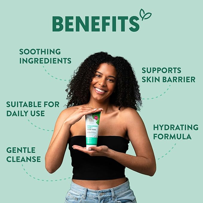 By Nature Hyaluronic Acid + Aloe Vera Facial Cleanser to Hydrate & Brighten Your Skin - Skincare from New Zealand - Premium Face Cleanser - 7oz