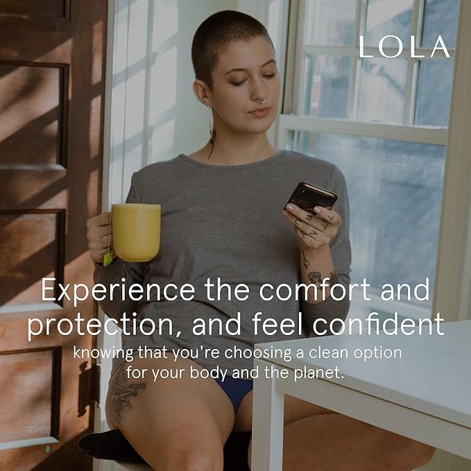 LOLA Non-Toxic Cotton Pads for Women - 36 Count Regular Absorbency Ultra Thin Menstrual Pads with Wings, HSA FSA Approved