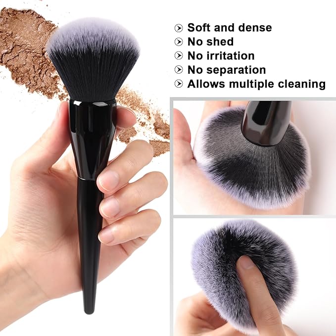 Large Powder Brush: Luxurious Foundation Brush, Professional Makeup Brush For Blending Liquid, Cream and Flawless Powder, Buffing, Blending, Vegan Makeup Tool With Cruelty-Free Bristles