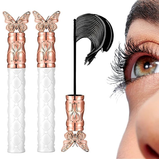 Mascara, 2026 New Waterproof Curling and Long-Lasting Mascara for Everyday Wear, Fine Brush Black Mascaras for Smudge-Proof, Sweat-proof, Non-smudged (2 PCS)