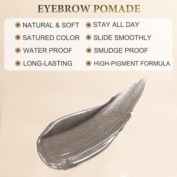 LAVONE Eyebrow Stamp Pencil Kit - Brow Stamp Trio with Waterproof Eyebrow Pencil, Eyeliner, Pomade, Dual-ended Brush - Grey