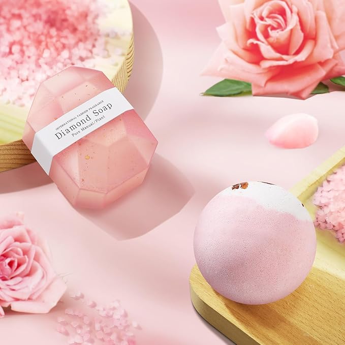 Birthday Gifts for Women Friendship, Happy Birthday Gifts Basket for Mom Friend Sister Wife Her Birthday Gift Unique, Luxury Self Care Gift Rose Relaxing Spa Gifts Set with 3D Birthday Card for Women